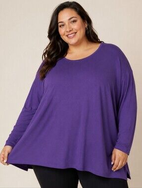 Lane Bryant  Relaxed Long-Sleeve Top in Purple